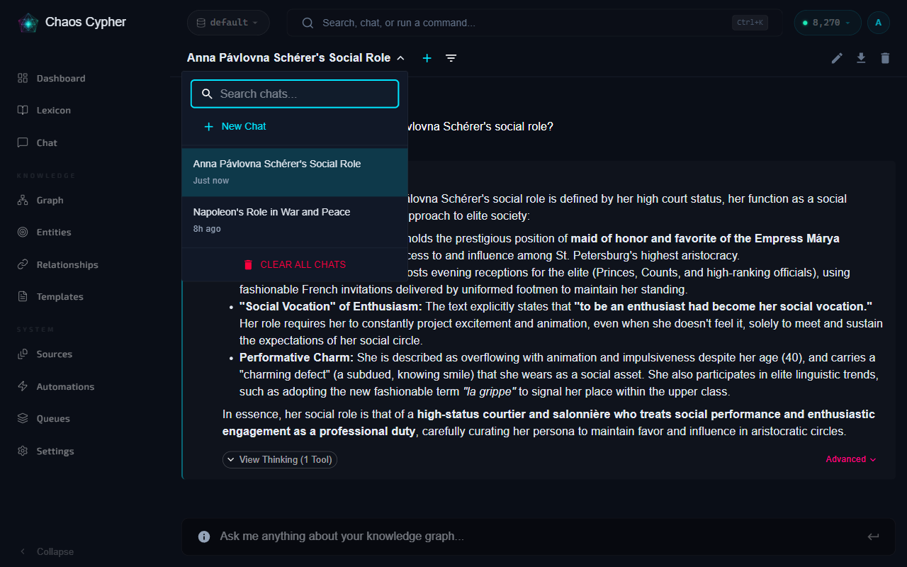 Chat sidebar with conversation list and search