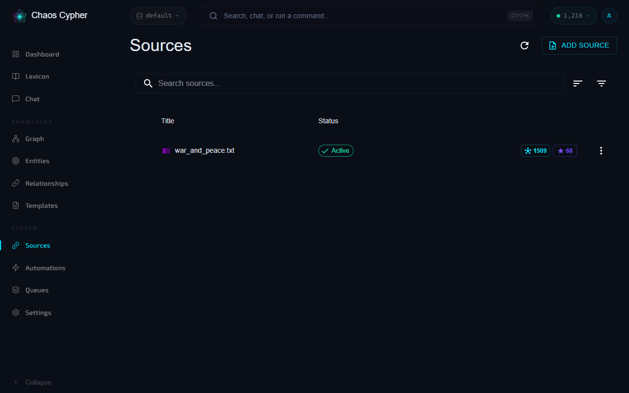 Sources list with quality score badges